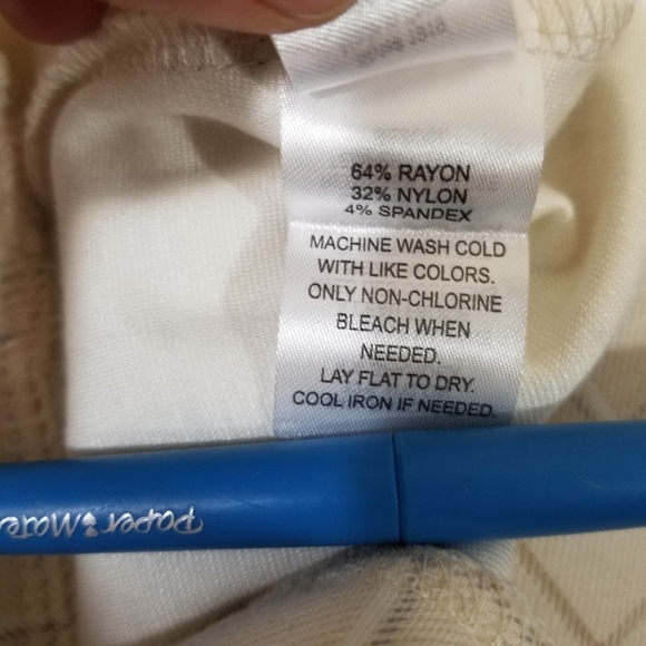 Crosby Women’s Pants Sz XL Pull On High Rise Straight Leg Beige Checker Pattern - Picture 7 of 11